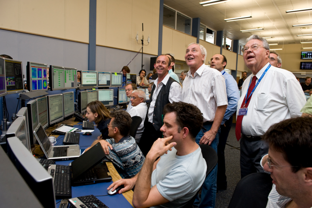 Delighted faces in the CERN Control Centre