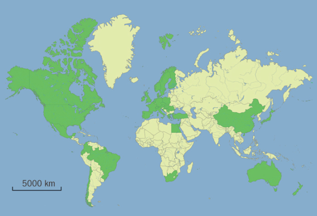 Map of institutions