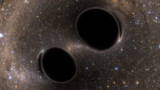 Artist's impression of two black holes merging