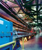 A quadrupole next to one of the long dipole magnets in LEP