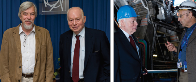 Steven Weinberg with Rolf Heuer and Peter Jenni