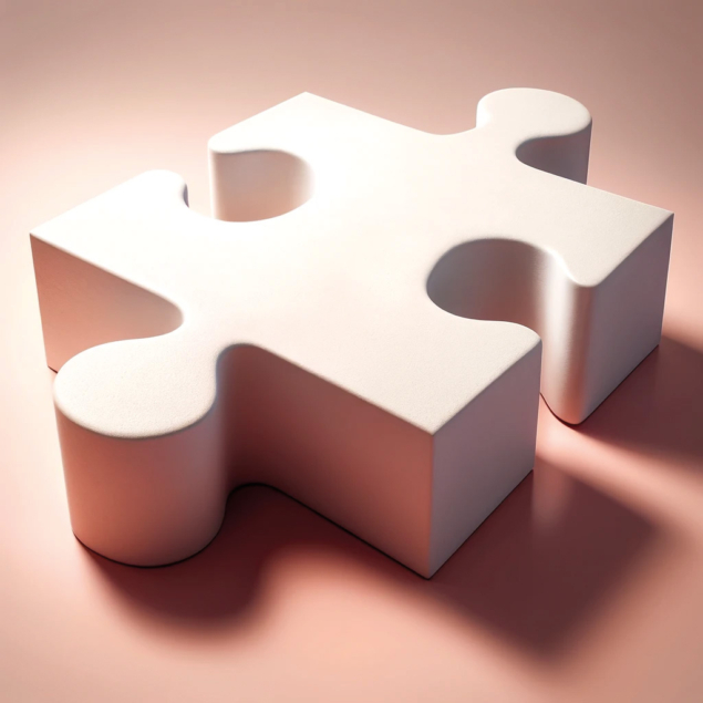 A pink puzzle piece representing neutrinos