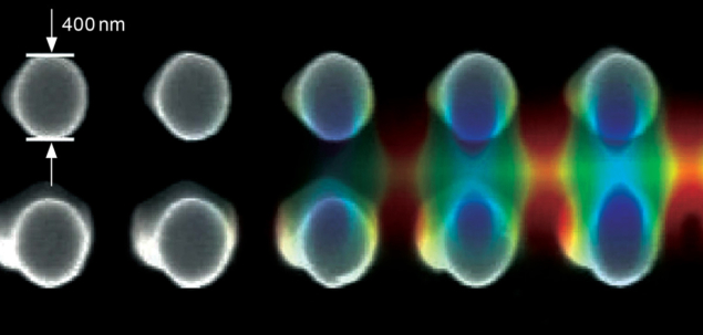 The longitudinal electric field in a dual-pillar colonnade illuminated by a laser